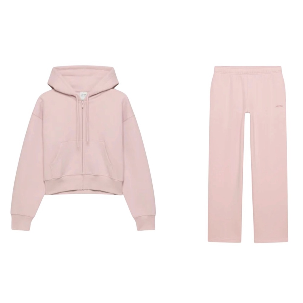NEW ARITZIA TNA Sweatfleece Hoodie and Sweatpants Set in Dusty Pink